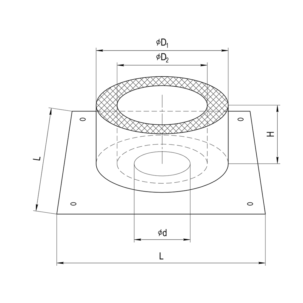 Потолочно проходной узел (430/0,5 мм +термо) max t=450° C Ф115 в наличии в  Тольятти — продажа в магазинах SUPER ГАЗ